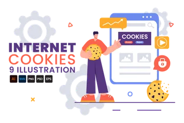 Internet-Cookies-Technologie Illustrationspack