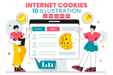 Tecnologia de Cookies da Internet Pacote de Ilustrações