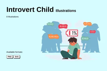 Introvert Child Illustration Pack