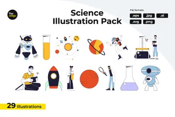 Invenções de cientistas Pacote de Ilustrações