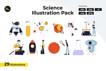 Inventions Of Scientists Illustration Pack