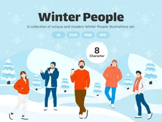 Pessoas de inverno Pacote de Ilustrações