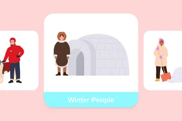 Pessoas de inverno Pacote de Ilustrações