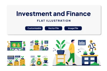 Inversiones y finanzas Paquete de Ilustraciones