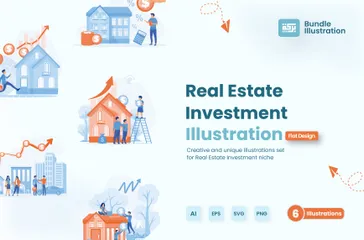 Investimento imobiliário Pacote de Ilustrações