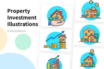 Investimento imobiliário Pacote de Ilustrações