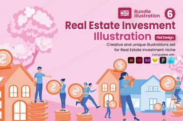 Investimento imobiliário Pacote de Ilustrações