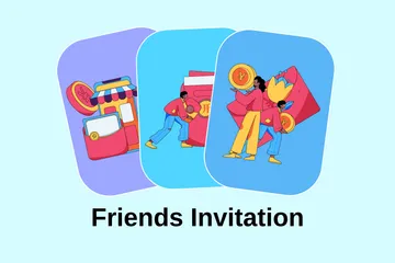 Invitación de amigos Paquete de Ilustraciones