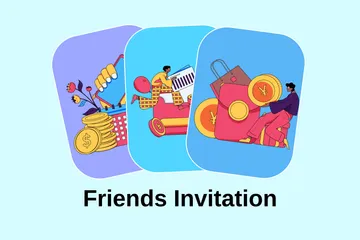 Invitación de amigos Paquete de Ilustraciones