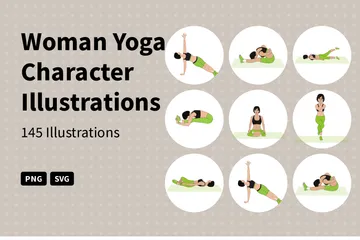 Personagem de ioga feminina Pacote de Ilustrações