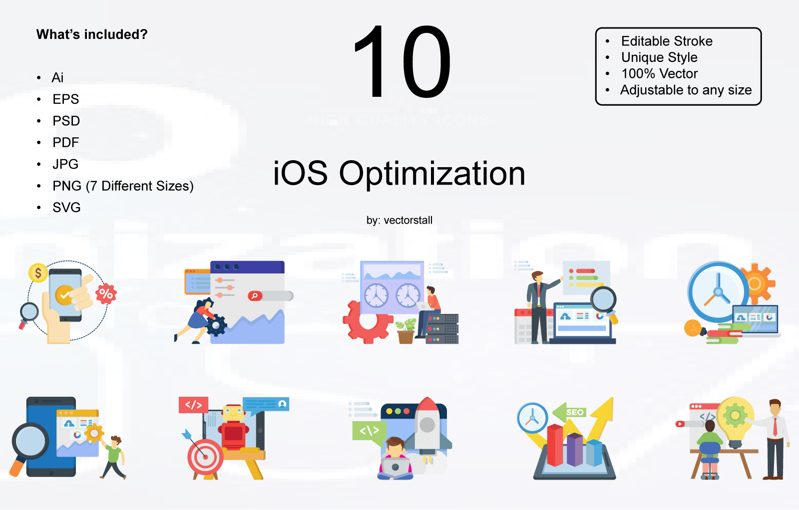 Premium IOS Optimization Illustration pack from Science & Technology
