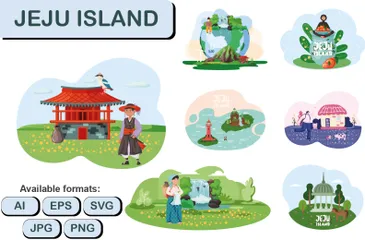 Isla Jeju Paquete de Ilustraciones