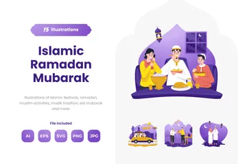 Islamic Ramadan Mubarak Illustration Pack