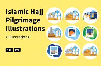 Islamic Hajj Pilgrimage Illustration Pack