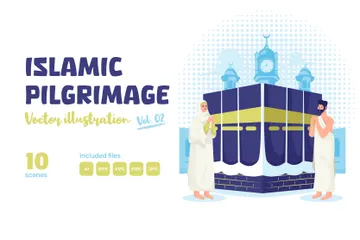 Islamic Hajj Pilgrimage Illustration Pack
