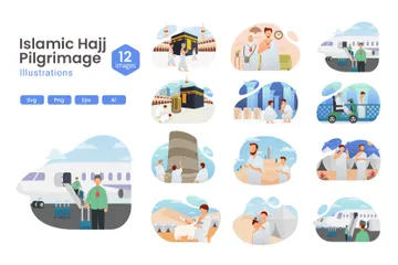 Islamic Hajj Pilgrimage Illustration Pack