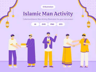 Islamic Man Activity Illustration Pack
