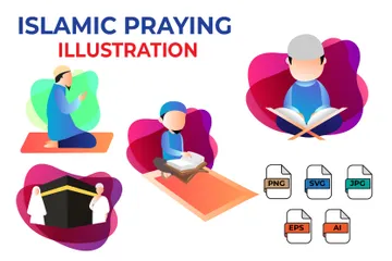 Islamic Man Praying Illustration Pack