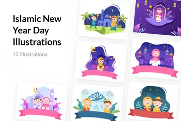 Islamic New Year Day Illustration Pack