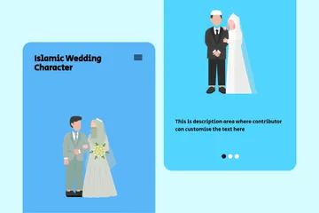 イスラムの結婚式のキャラクター イラストパック