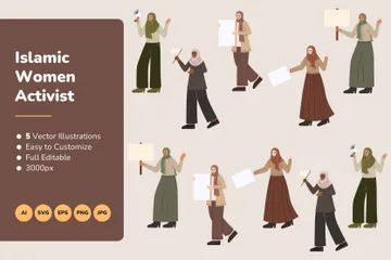 Islamic Women Activist Illustration Pack
