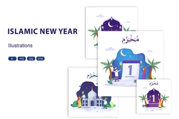 Islamisches Neujahr Illustrationspack