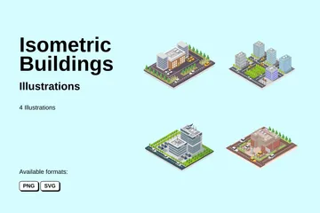 Isometric Buildings Illustration Pack