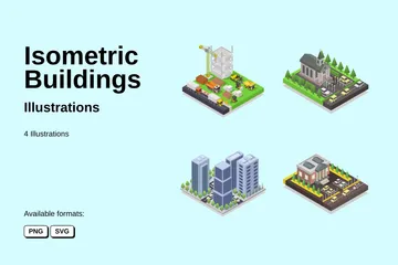 Isometric Buildings Illustration Pack