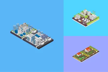 Isometric Buildings Illustration Pack