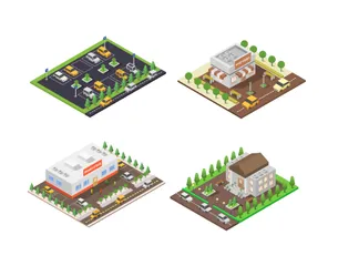 Isometric Buildings Illustration Pack