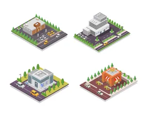 Isometric Buildings Illustration Pack