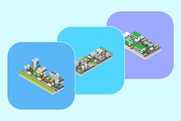 Isometric Buildings Illustration Pack