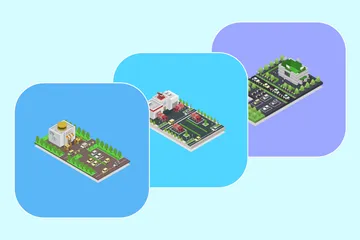 Isometric Buildings Illustration Pack