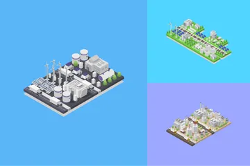 Isometric Buildings Illustration Pack