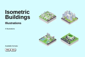 Isometric Buildings Illustration Pack