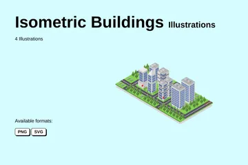 Isometric Buildings Illustration Pack