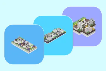 Isometric Buildings Illustration Pack