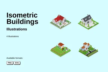 Isometric Buildings Illustration Pack