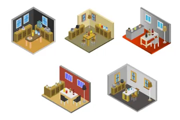 Isometric Kitchen Room Illustration Pack