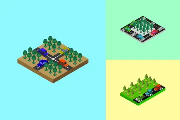 Isometric Road Illustration Pack