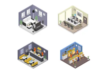 Isometric Rooms Illustration Pack