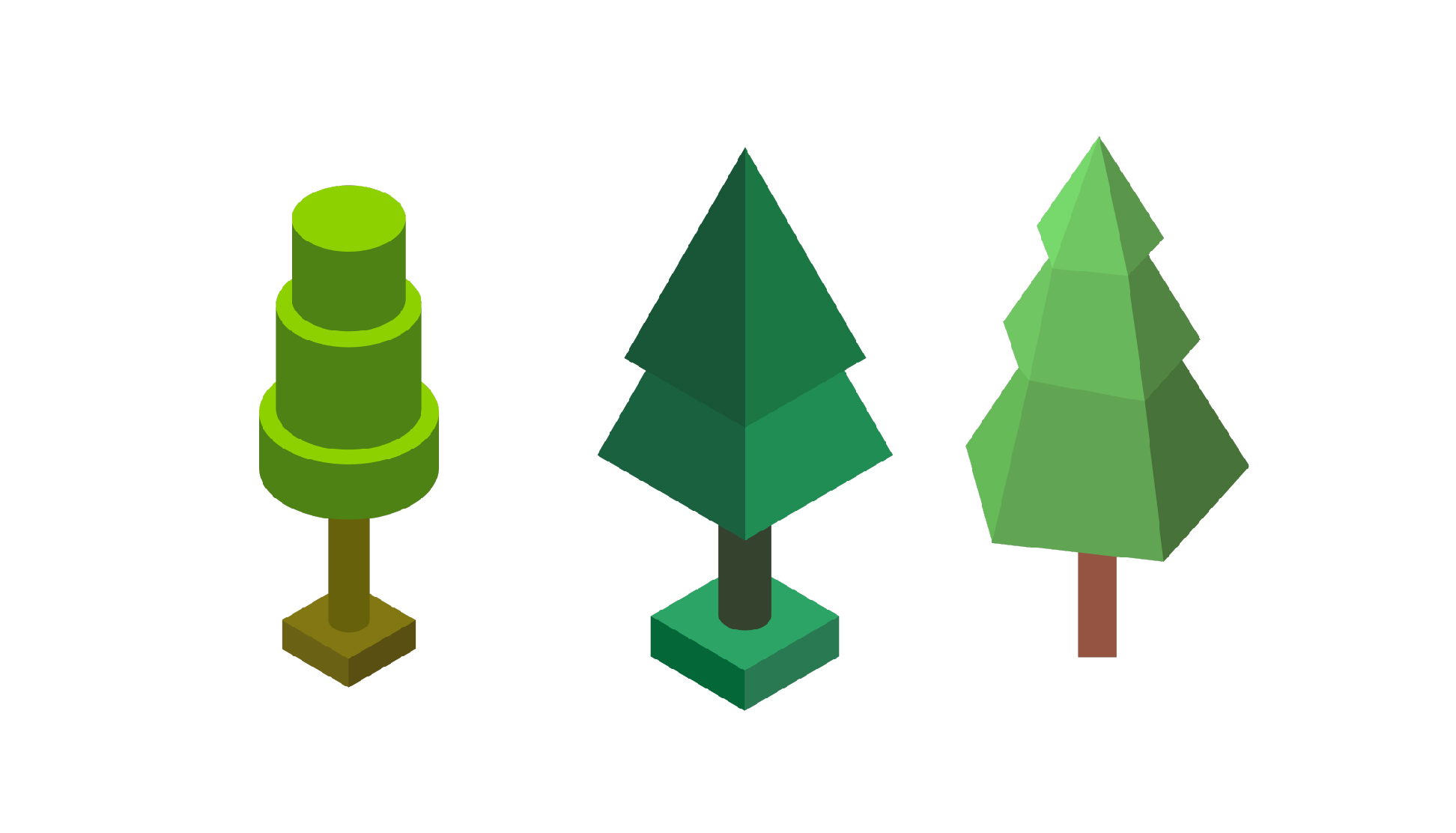 Isometric Trees Illustration Pack - 3 Nature Illustrations | SVG, PNG ...