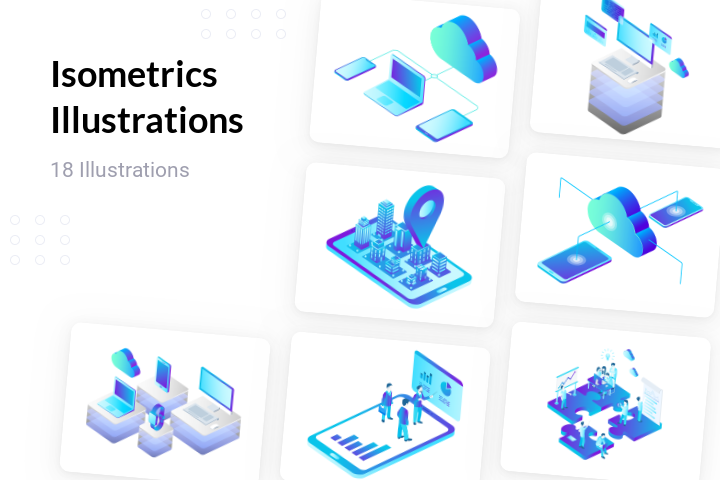 Isometrics Illustration Pack - 16 Free Download Network & Communication ...