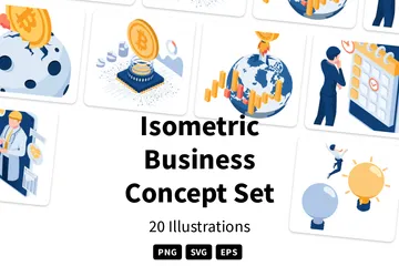 Ensemble de concepts d'affaires isométriques 46 Pack d'Illustrations