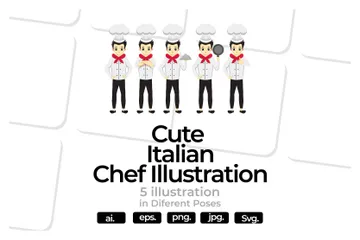 Italian Chef Boy Illustration Pack