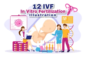 IVF 또는 체외 수정 일러스트레이션 팩