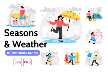 Jahreszeiten & Wetter Illustrationspack
