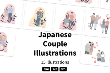 Japanese Couple Illustration Pack