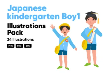 Japanese Kindergarten Boy 1 Illustration Pack