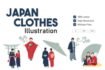 Traditionelle japanische Kleidung Illustrationspack